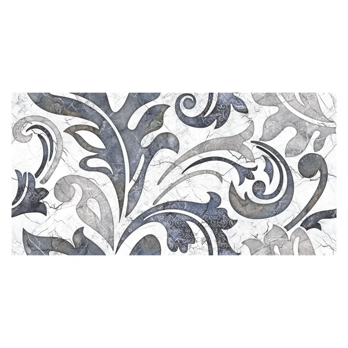 ELEGANT 30X60 ANTHRACITE DAMASK DÉCOR