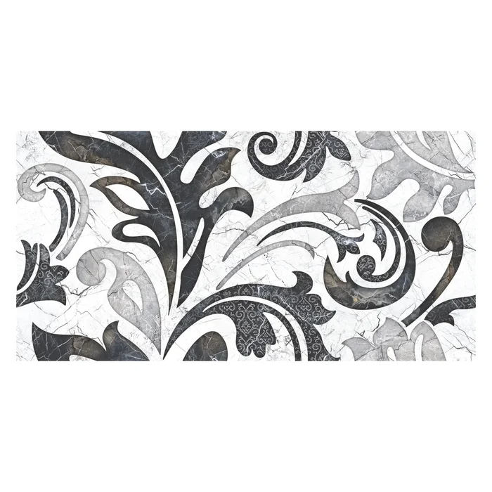 ELEGANT 30X60 NOIR DAMASK DÉCOR